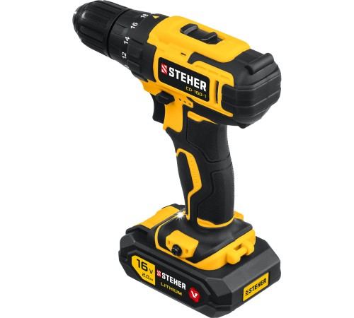STEHER 16 В, 35 Н·м, 1 АКБ (2 А·ч), дрель-шуруповерт, кейс (CD-160-1)