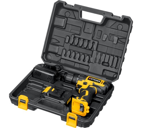 STEHER 16 В, 35 Н·м, 1 АКБ (2 А·ч), дрель-шуруповерт, кейс (CD-160-1)