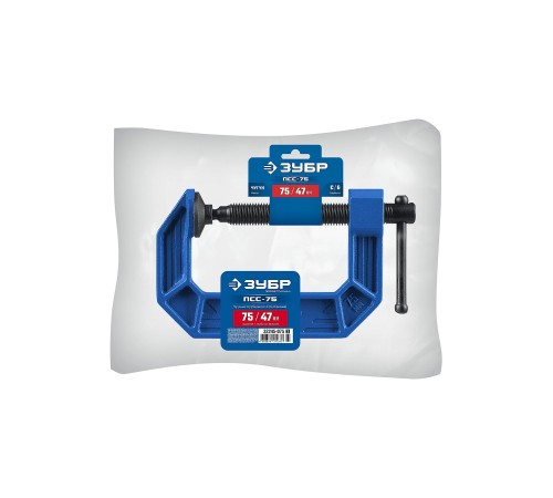 ЗУБР ПСС-75, 75 мм,чугунная струбцина тип С (G-образная), Профессионал (32245-075)