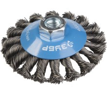 ЗУБР 100 мм, стальная проволока 0.5 мм, коническая щетка-крацовка для УШМ (35269-100)