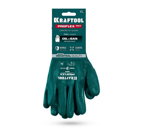 KRAFTOOL ProFlex Max, XL (10), полный облив, эластичные перчатки, вспененное нитриловое покрытие, 15 класс (11240-XL)