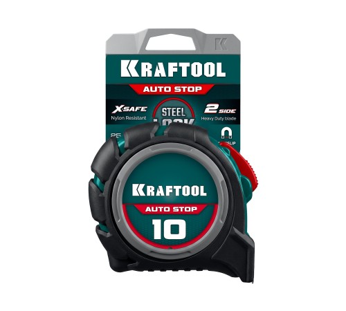 KRAFTOOL AutoStop 10м х 25мм, профессиональная рулетка с автостопом (3412-10-25)