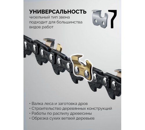 STEHER тип 23, 20 см, шаг 1/4″, паз 1.1 мм, 45 звеньев, цепь (75323-20)