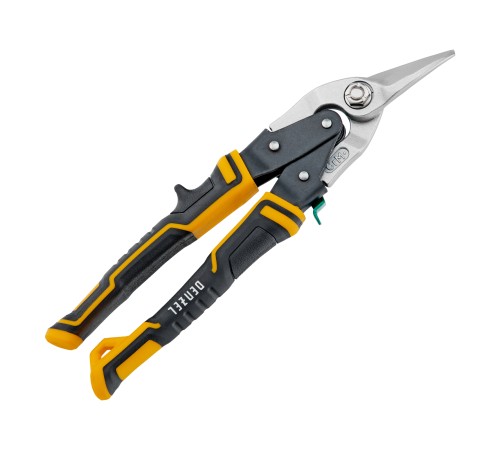 Ножницы по металлу, 270 мм, прямой и правый рез, сталь-СrMo, трехкомпонентные рукоятки Denzel