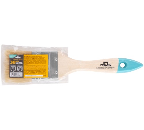 Кисть флейцевая, натур. cветлая щетина, деревянная ручка 1,5" (38 мм) MOS