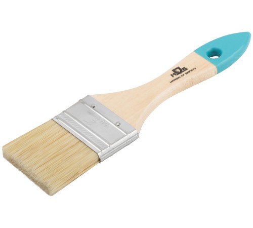 Кисть флейцевая, натур. cветлая щетина, деревянная ручка  2" (50 мм) MOS