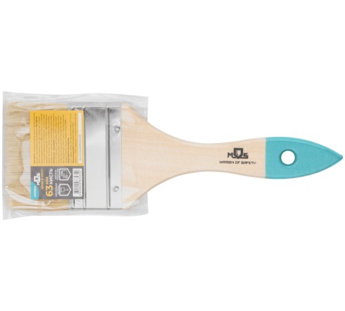 Кисть флейцевая, натур. cветлая щетина, деревянная ручка 2,5" (63 мм) MOS