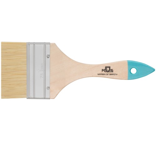 Кисть флейцевая, натур. cветлая щетина, деревянная ручка  3" (75 мм) MOS