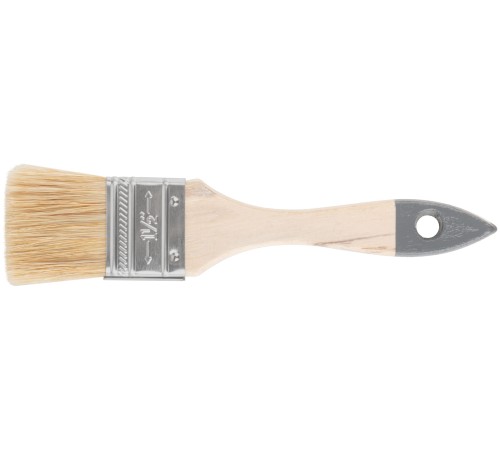 Кисть флейцевая "Лайт", натур. cветлая щетина, деревянная ручка 1,5" (38 мм) КУРС