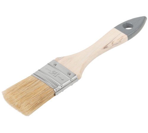 Кисть флейцевая "Лайт", натур. cветлая щетина, деревянная ручка 1,5" (38 мм) КУРС