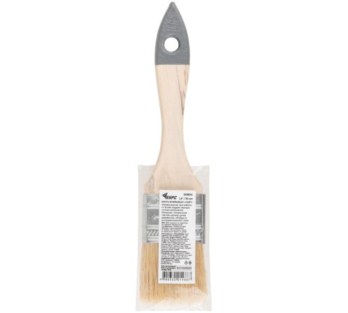 Кисть флейцевая "Лайт", натур. cветлая щетина, деревянная ручка 1,5" (38 мм) КУРС