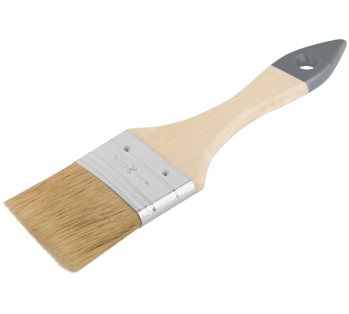 Кисть флейцевая "Лайт", натур. cветлая щетина, деревянная ручка  2" (50 мм) КУРС