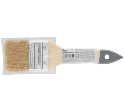 Кисть флейцевая "Лайт", натур. cветлая щетина, деревянная ручка  2" (50 мм) КУРС