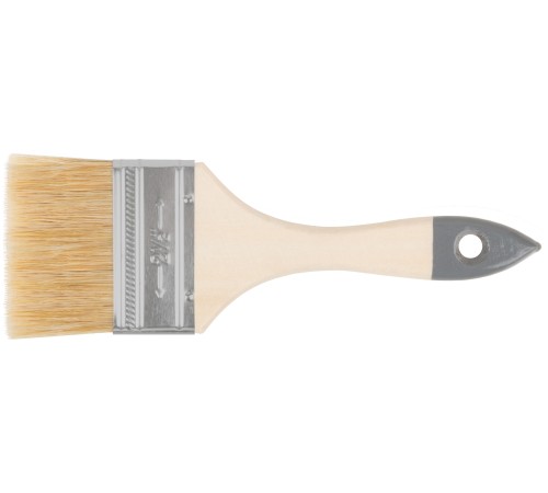 Кисть флейцевая "Лайт", натур. cветлая щетина, деревянная ручка 2,5" (63 мм) КУРС