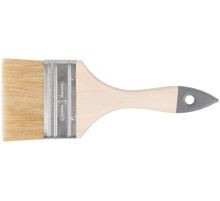 Кисть флейцевая "Лайт", натур. cветлая щетина, деревянная ручка  3" (75 мм) КУРС