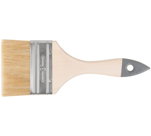 Кисть флейцевая "Лайт", натур. cветлая щетина, деревянная ручка  3" (75 мм) КУРС