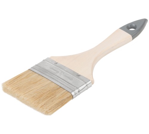 Кисть флейцевая "Лайт", натур. cветлая щетина, деревянная ручка  3" (75 мм) КУРС