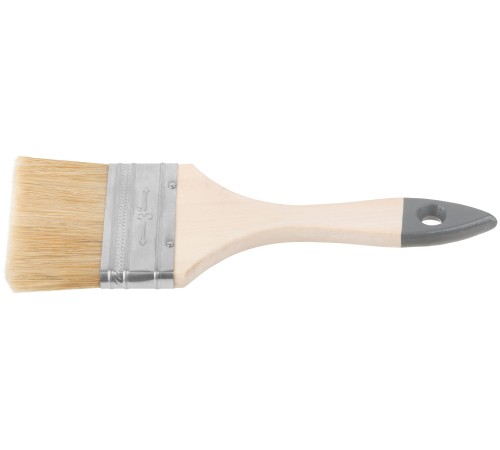 Кисть флейцевая "Лайт", натур. cветлая щетина, деревянная ручка  3" (75 мм) КУРС