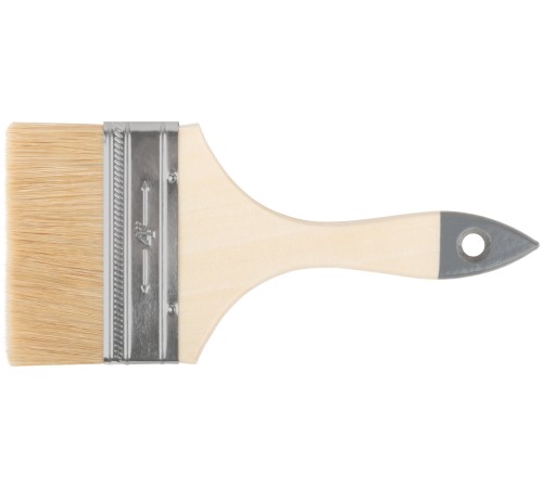 Кисть флейцевая "Лайт", натур. cветлая щетина, деревянная ручка  4" (100 мм) КУРС