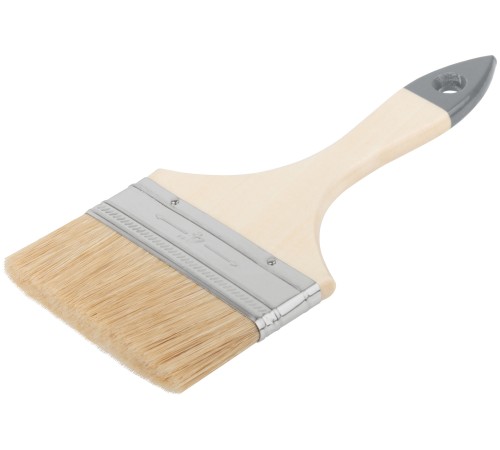 Кисть флейцевая "Лайт", натур. cветлая щетина, деревянная ручка  4" (100 мм) КУРС