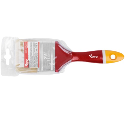 Кисть флейцевая "Мастер", натур. щетина, деревянная ручка 2,5" (63 мм) КУРС Кисть флейцевая "Мастер", натур. щетина, деревянная ручка 2,5" (63 мм) КУРС