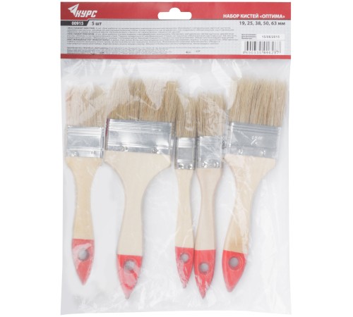 Набор кистей "Оптима" 5 шт. (19, 25, 38, 50, 63 мм) КУРС