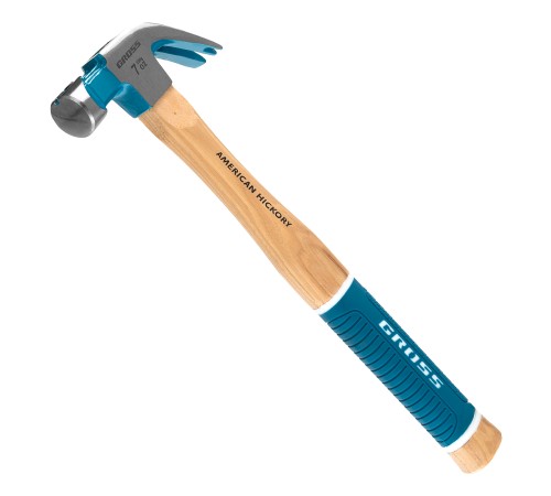 Молоток-гвоздодер, 200 г, угол 45, магнит, обрезиненная рукоятка American hickory GROSS Молоток-гвоздодер, 200 г, угол 45, магнит, обрезиненная рукоятка American hickory GROSS