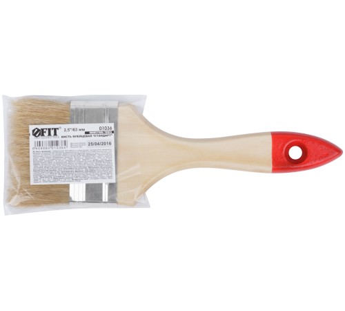 Кисть флейцевая "Стандарт", натур.светлая щетина, деревянная ручка 2,5" (63 мм) FIT IT Кисть флейцевая "Стандарт", натур.светлая щетина, деревянная ручка 2,5" (63 мм) FIT IT