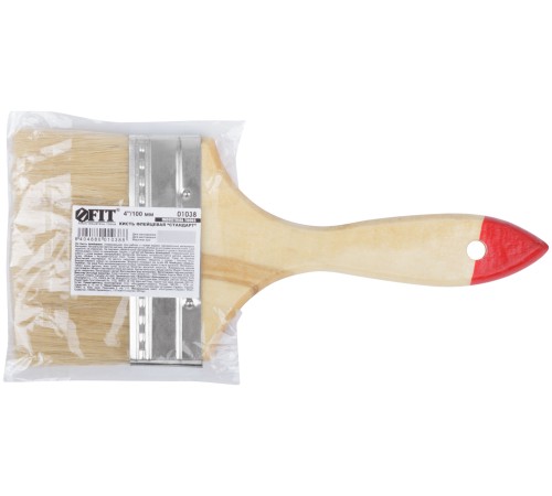 Кисть флейцевая "Стандарт", натур.светлая щетина, деревянная ручка  4" (100 мм) FIT IT Кисть флейцевая "Стандарт", натур.светлая щетина, деревянная ручка  4" (100 мм) FIT IT