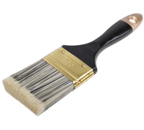 Кисть флейцевая "Стайл", искусственная черно-белая щетина, деревянная ручка 2,5" (63 мм) FIT IT Кисть флейцевая "Стайл", искусственная черно-белая щетина, деревянная ручка 2,5" (63 мм) FIT IT