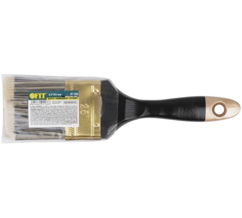 Кисть флейцевая "Стайл", искусственная черно-белая щетина, деревянная ручка 2,5" (63 мм) FIT IT Кисть флейцевая "Стайл", искусственная черно-белая щетина, деревянная ручка 2,5" (63 мм) FIT IT