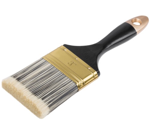 Кисть флейцевая "Стайл", искусственная черно-белая щетина, деревянная ручка  3" (75 мм) FIT IT Кисть флейцевая "Стайл", искусственная черно-белая щетина, деревянная ручка  3" (75 мм) FIT IT