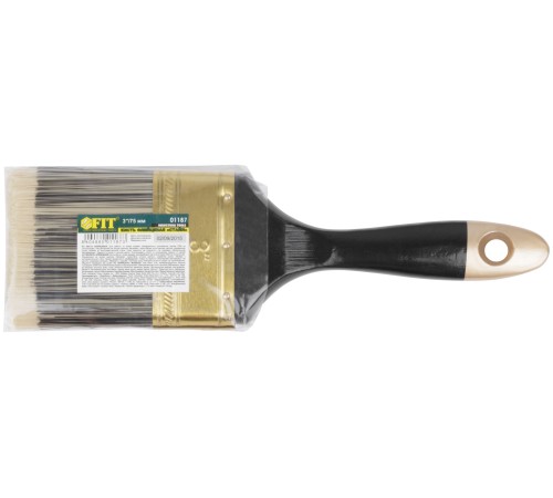 Кисть флейцевая "Стайл", искусственная черно-белая щетина, деревянная ручка  3" (75 мм) FIT IT Кисть флейцевая "Стайл", искусственная черно-белая щетина, деревянная ручка  3" (75 мм) FIT IT