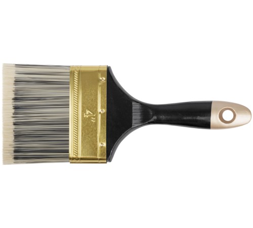 Кисть флейцевая "Стайл", искусственная черно-белая щетина, деревянная ручка  4" (100 мм) FIT IT Кисть флейцевая "Стайл", искусственная черно-белая щетина, деревянная ручка  4" (100 мм) FIT IT