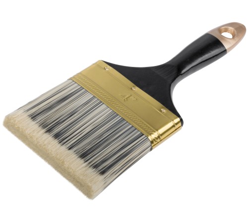 Кисть флейцевая "Стайл", искусственная черно-белая щетина, деревянная ручка  4" (100 мм) FIT IT Кисть флейцевая "Стайл", искусственная черно-белая щетина, деревянная ручка  4" (100 мм) FIT IT