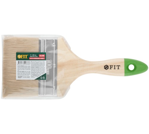 Кисть флейцевая "Микс", смешанная натуральная и искусственная щетина, деревянная ручка  4" (100 мм) FIT IT Кисть флейцевая "Микс", смешанная натуральная и искусственная щетина, деревянная ручка  4" (100 мм) FIT IT