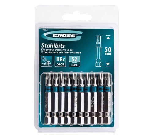 Набор бит Torx 30 х 50, сталь S2, 10 шт. Gross