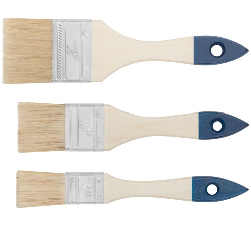 Кисти флейцевые, синяя ручка, набор 3 шт.( 1", 1,5", 2" ) FIT DIY