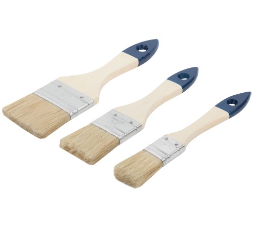 Кисти флейцевые, синяя ручка, набор 3 шт.( 1", 1,5", 2" ) FIT DIY