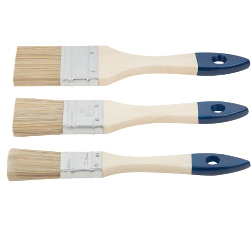 Кисти флейцевые, синяя ручка, набор 3 шт.( 1", 1,5", 2" ) FIT DIY
