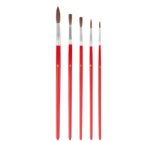 Кисти художественные, натуральная щетина, деревянная ручка, круглые, набор 5 шт. FIT IT Кисти художественные, натуральная щетина, деревянная ручка, круглые, набор 5 шт. FIT IT