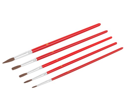 Кисти художественные, натуральная щетина, деревянная ручка, круглые, набор 5 шт. FIT IT Кисти художественные, натуральная щетина, деревянная ручка, круглые, набор 5 шт. FIT IT