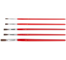 Кисти художественные, натуральная щетина, деревянная ручка, плоские, набор 5 шт. FIT IT