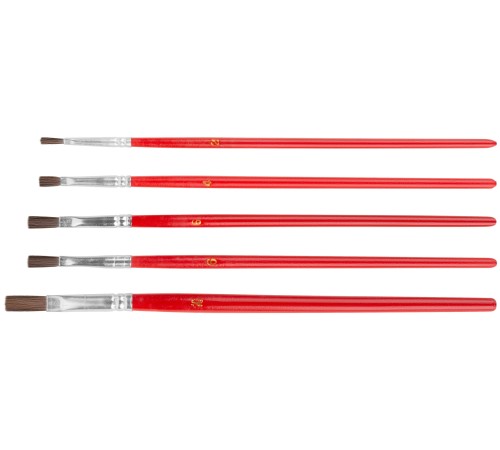 Кисти художественные, натуральная щетина, деревянная ручка, плоские, набор 5 шт. FIT IT Кисти художественные, натуральная щетина, деревянная ручка, плоские, набор 5 шт. FIT IT