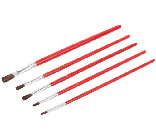 Кисти художественные, натуральная щетина, деревянная ручка, плоские, набор 5 шт. FIT IT Кисти художественные, натуральная щетина, деревянная ручка, плоские, набор 5 шт. FIT IT