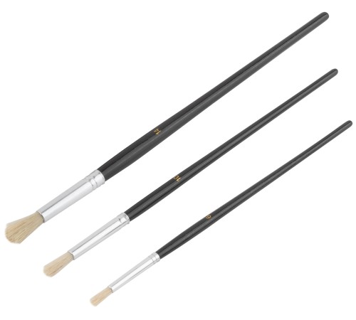 Кисти художественные, натуральная щетина, деревянная ручка, круглые, набор 3 шт. FIT IT