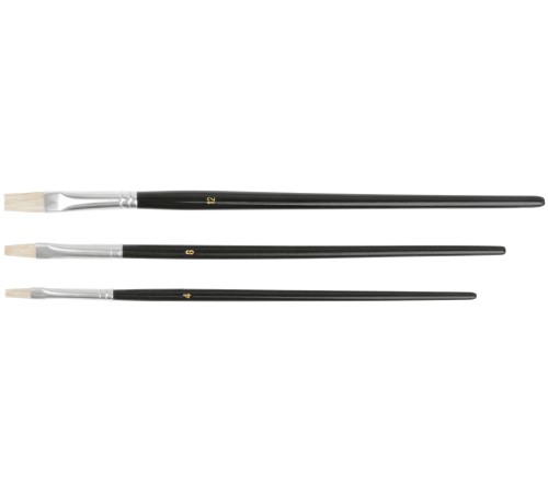 Кисти художественные, натуральная щетина, деревянная ручка, плоские, набор 3 шт. FIT IT Кисти художественные, натуральная щетина, деревянная ручка, плоские, набор 3 шт. FIT IT