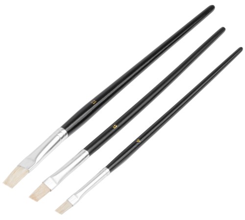 Кисти художественные, натуральная щетина, деревянная ручка, плоские, набор 3 шт. FIT IT Кисти художественные, натуральная щетина, деревянная ручка, плоские, набор 3 шт. FIT IT