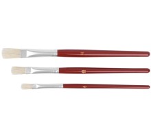Кисти художественные, натуральная щетина, деревянная ручка, плоские, набор 3 шт. FIT IT