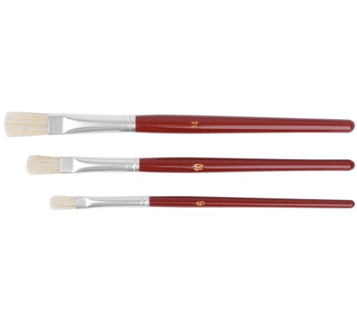 Кисти художественные, натуральная щетина, деревянная ручка, плоские, набор 3 шт. FIT IT Кисти художественные, натуральная щетина, деревянная ручка, плоские, набор 3 шт. FIT IT